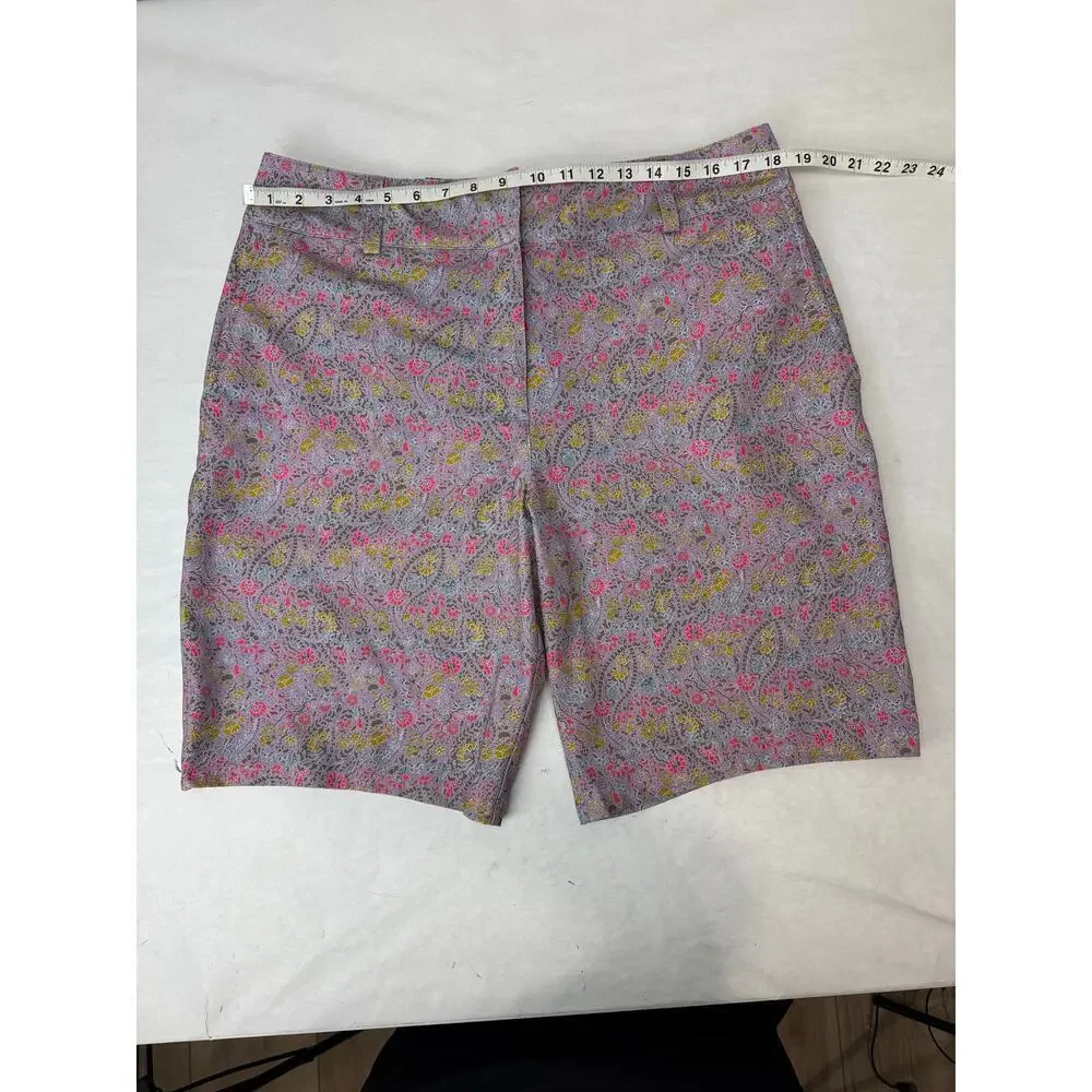 Nike Golf Golf Shorts Fit Dry Floral Paisley Purple Print Bermuda Shorts Size 14